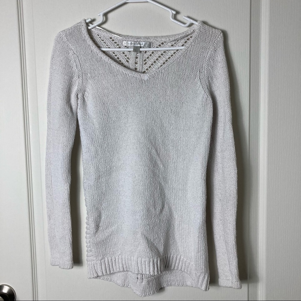 Lauren Conrad Cream Knit Detail Long Sleeve Sweater Women's Size XS